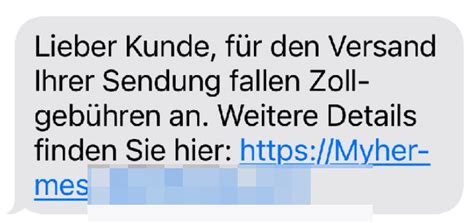 myhermes versand zollgebühren sms